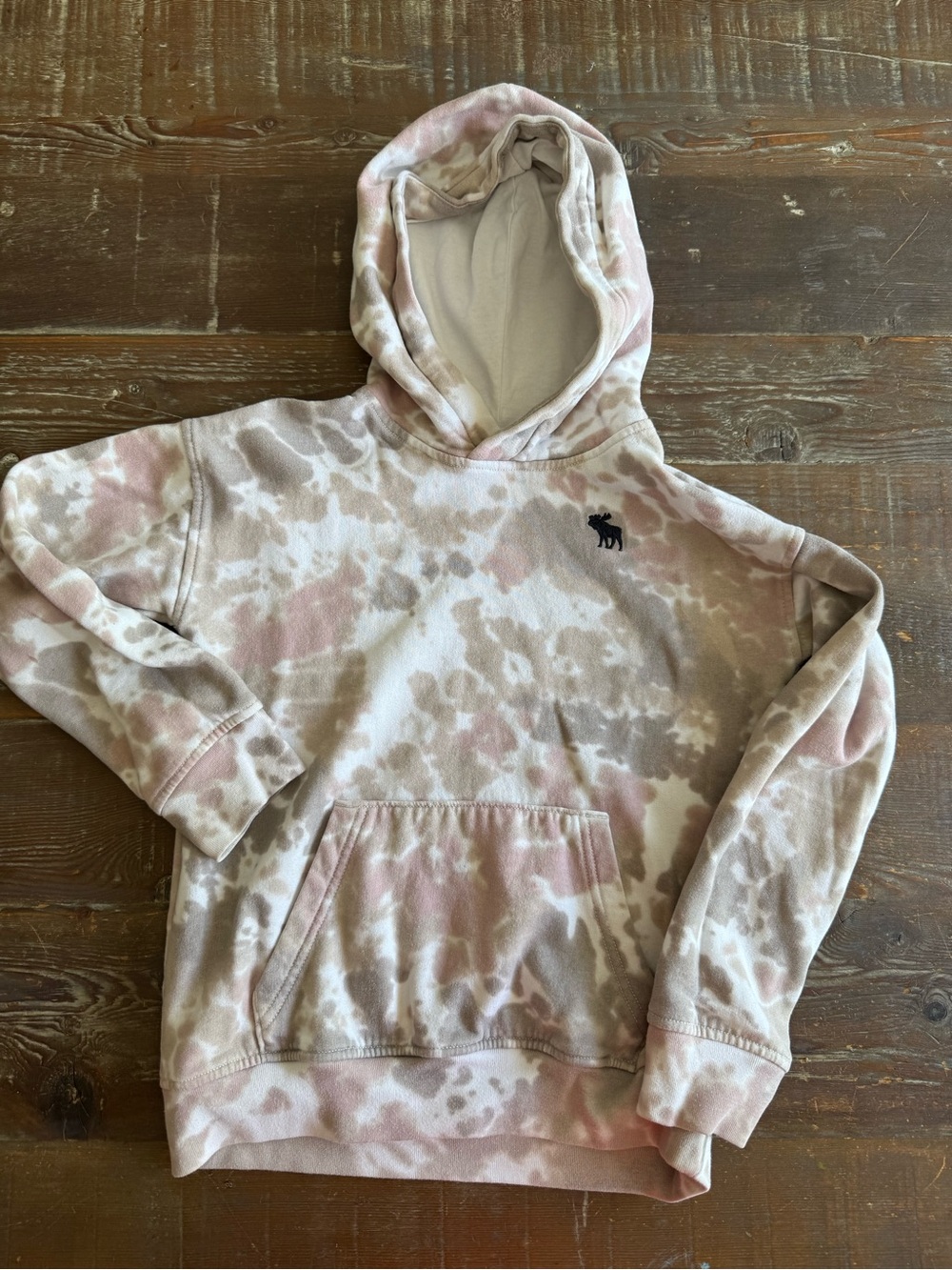 abercrombie kids Cream and Light Brown Tie-Dye Hoodie